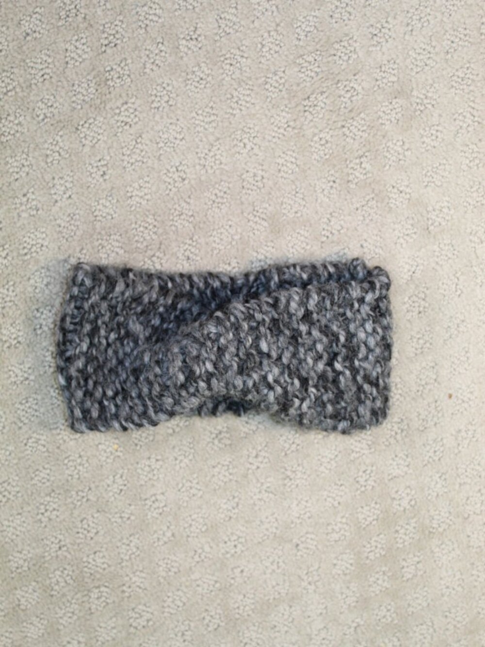 Grey & Black Chunky Knit Twist Ear Warmer Head Band